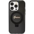 Guess Husa Ring Stand Glitter MagSafe iPhone 15 Pro Max Negru