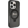 Guess Husa Ring Stand Glitter MagSafe iPhone 15 Pro Max Negru