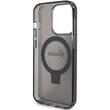 Guess Husa Ring Stand Glitter MagSafe iPhone 15 Pro Max Negru