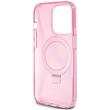 Guess Husa Ring Stand Glitter MagSafe iPhone 15 Pro Max Roz