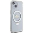 Guess Husa Ring Stand Glitter MagSafe iPhone 15 Transparent