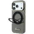 Guess Husa Ring Stand Script Metal Logo MagSafe iPhone 18 Pro / 17 Pro Negru