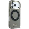Guess Husa Ring Stand Script Metal Logo MagSafe iPhone 18 Pro / 17 Pro Negru