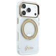 Guess Husa Ring Stand Script Metal Logo MagSafe iPhone 18 Pro / 17 Pro Transparent