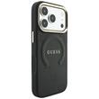 Guess Husa Saffiano Peony & Ring MagSafe iPhone 18 Pro Max / 17 Pro Max Negru