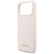 Guess Husa Silicone Script Metal Logo MagSafe iPhone 18 Pro Max / 17 Pro Max Roz