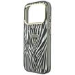 Guess Husa Zebra Glitter Triangle Logo MagSafe iPhone 18 Pro Max / 17 Pro Max Negru / Argintiu