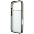 Guess Husa Zebra Glitter Triangle Logo MagSafe iPhone 18 Pro Max / 17 Pro Max Negru / Argintiu