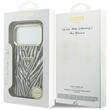 Guess Husa Zebra Glitter Triangle Logo MagSafe iPhone 18 Pro Max / 17 Pro Max Negru / Argintiu