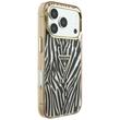Guess Husa Zebra Glitter Triangle Logo MagSafe iPhone 18 Pro Max / 17 Pro Max Negru / Auriu
