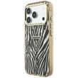 Guess Husa Zebra Glitter Triangle Logo MagSafe iPhone 18 Pro Max / 17 Pro Max Negru / Auriu