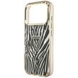 Guess Husa Zebra Glitter Triangle Logo MagSafe iPhone 18 Pro Max / 17 Pro Max Negru / Auriu