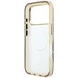 Guess Husa Zebra Glitter Triangle Logo MagSafe iPhone 18 Pro Max / 17 Pro Max Negru / Auriu