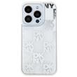 DKNY Husa Liquid Glitter Multilogo iPhone 15 Pro Max Alb