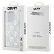 DKNY Husa Liquid Glitter Multilogo iPhone 15 Pro Max Alb