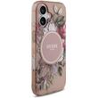 Guess Husa Flowers Strap MagSafe iPhone 17 Roz