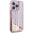 Guess Husa Liquid Glitter Gold Stripe iPhone 15 Pro Roz