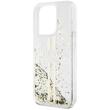 Guess Husa Liquid Glitter Gold Stripe iPhone 15 Pro Transparent