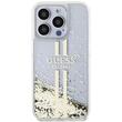 Guess Husa Liquid Glitter Gold Stripe iPhone 15 Pro Transparent
