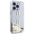 Guess Husa Liquid Glitter Gold Stripe iPhone 15 Pro Transparent