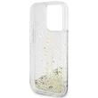 Guess Husa Liquid Glitter Gold Stripe iPhone 15 Pro Transparent
