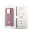 Guess Husa Rhinestones Triangle Metal Logo iPhone 14 Pro Roz