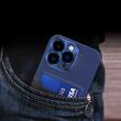 Lemontti Husa Leather Stand iPhone 14 Pro Albastru,cu suport pentru card
