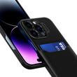 Lemontti Husa Leather Stand iPhone 14 Pro Negru, cu suport pentru card