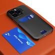 Lemontti Husa Leather Stand iPhone 14 Pro Negru, cu suport pentru card