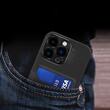 Lemontti Husa Leather Stand iPhone 14 Pro Negru, cu suport pentru card