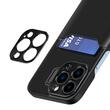 Lemontti Husa Leather Stand iPhone 14 Pro Negru, cu suport pentru card