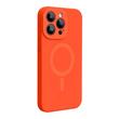 Lemontti Husa Liquid Silicon MagCharge iPhone 15 Pro Max Portocaliu Neon (protectie 360°, material fin, captusit cu microfibra)