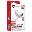 Lemontti Set Incarcator Retea Fast Charge 20W 1 x PD Type-C + 1 x USB-A Quick Charge 3.0 si cablu Type-C-Type-C 20W 1m Alb