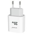 Lemontti Set Incarcator Retea Fast Charge 20W 1 x PD Type-C + 1 x USB-A Quick Charge 3.0 si cablu Type-C-Type-C 20W 1m Alb