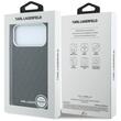 Karl Lagerfeld Husa Grained Leather Metal Logo MagSafe iPhone 18 Pro / 17 Pro Black