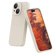 Lemontti Husa Liquid Silicon MagCharge iPhone 15 Bej (protectie 360°, material fin, captusit cu microfibra)