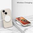 Lemontti Husa Liquid Silicon MagCharge iPhone 15 Bej (protectie 360°, material fin, captusit cu microfibra)