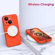 Lemontti Husa Liquid Silicon MagCharge iPhone 15 Portocaliu Neon (protectie 360°, material fin, captusit cu microfibra)