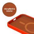 Lemontti Husa Liquid Silicon MagCharge iPhone 15 Portocaliu Neon (protectie 360°, material fin, captusit cu microfibra)