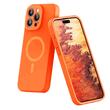 Lemontti Husa Liquid Silicon MagCharge iPhone 15 Pro Max Portocaliu Neon (protectie 360°, material fin, captusit cu microfibra)