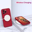 Lemontti Husa Liquid Silicon MagCharge iPhone 15 Pro Max Visiniu (protectie 360°, material fin, captusit cu microfibra)