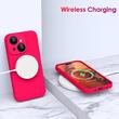 Lemontti Husa Liquid Silicon MagCharge iPhone 15 Roz Neon (protectie 360°, material fin, captusit cu microfibra)