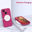 Lemontti Husa Liquid Silicon MagCharge iPhone 15 Roze (protectie 360°, material fin, captusit cu microfibra)