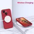 Lemontti Husa Liquid Silicon MagCharge iPhone 15 Visiniu (protectie 360°, material fin, captusit cu microfibra)