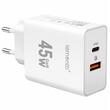 Lemontti Incarcator Retea GaN Fast Charge 45W 1 x PD Type-C + 1 x USB-A Quick Charge 3.0 Alb