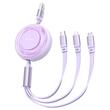 Mcdodo Cablu 3 in 1 USB la Lightning, MicroUSB si Type-C Super Fast Charging, 66W, 1.2m, Mov