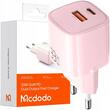 Mcdodo Incarcator Retea Dual Port USB-A si Type-C Nano Series GaN Fast Charging PD, 33W, Roz