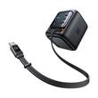 Mcdodo Set Incarcator Retea GaN Fast Charge 100W si cablu Type-C retractabil 1m, FreeGo,  2x Type-C + 1x USB-A, afișaj digital, Negru