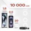 PowerLocus Acumulator extern 10000mAh, 20W PD Fast Charging, cabluri incorporate Type-C si Lightning, Black