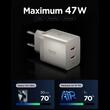 Spigen Incarcator Retea Essential GaN + Quantum Boost Fast Charge 47W 2x Type-C, Natural Titanium